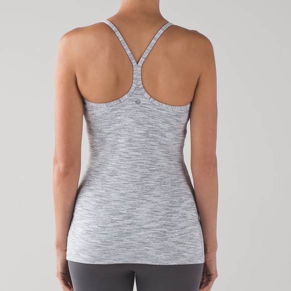 Lululemon Power Y Tank Gray/White Size 4 - Picture 4 of 5